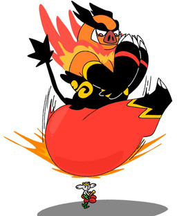 anthro big_butt black_body black_fur butt duo falling female flower fur imminent_butt_crush imminent_death multicolored_body multicolored_fur orange_body plant red_body shadow simple_background size_difference tail tail_tuft tuft tusks white_background white_body yellow_body itz_not_v nintendo pokemon emboar flabebe generation_5_pokemon generation_6_pokemon mammal pokemon_(species) red_flower_flabebe suid suine hi_res