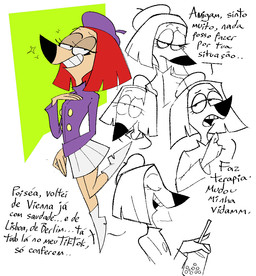 anthro black_nose boots bottomwear clothing female footwear fur multi_panel purple_clothing purple_sweater purple_topwear purple_turtleneck shoes skirt solo sweater tan_body tan_fur text topwear turtleneck white_boots white_bottomwear white_clothing white_footwear white_skirt moonlordress gui_e_estopa roquete bird_dog canid canine canis domestic_dog english_cocker_spaniel hunting_dog mammal spaniel handwritten_text portuguese_text sketch traditional_media_(artwork)