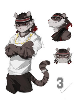 accessory anthro black_body black_coded black_fur clothing dreadlocks ear_piercing fur furgonomics hair headband jewelry male multicolored_hair muscular muscular_male necklace piercing red_eyes ring simple_background smile solo tail tail_accessory tail_jewelry tail_ring text tiger_wing two_tone_hair undressing white_background shabi96522 felid mammal pantherine tiger