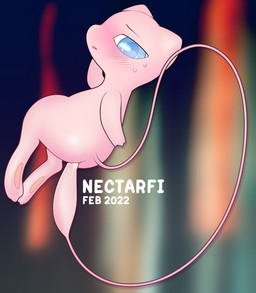 blue_eyes blush bodily_fluids female genital_fluids looking_at_viewer penetration pink_body solo tail tail_fetish tail_in_vagina tail_insertion tail_play vaginal vaginal_fluids vaginal_penetration nectarfi nintendo pokemon generation_1_pokemon legendary_pokemon mew_(pokemon) pokemon_(species) 2022 hi_res