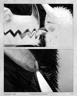 ambiguous_form beak blush bodily_fluids border duo erection eyes_closed genitals male penetration penile penis penises_touching saliva tapering_penis tongue tongue_penetration sharkinthepark all_mighty_lord_(sharkinthepark) avian bat bird mammal owl 2026 4:5 absurd_res comic greyscale hi_res monochrome
