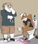 air_freshener anthro bathroom bathroom_control bdsm bondage bound duo embarrassed implied_scat leash leashed_male male male/male plunger pooping smelly toilet toilet_paper toilet_use dewvox canid canine fox humanoid mammal absurd_res hi_res