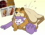 ambiguous_gender anthro anthro_on_anthro bread duo eyes_closed food fur heart_symbol humor in_bread innuendo interspecies jelly_(food) looking_pleasured male male/ambiguous multicolored_body multicolored_fur nervous open_mouth peanut_butter penetration profanity pun purple_body purple_fur sandwich_(food) simple_background smile surprise text tongue two_tone_body two_tone_fur visual_pun wide_eyed ouwcean housepets! grape_jelly_(housepets!) peanut_butter_(housepets!) canid canine canis domestic_cat domestic_dog felid feline felis mammal 2018 english_text meme