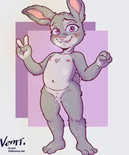 aged_down anthro blush bodily_fluids breath female fur genitals loli nipples nude nude_female panting pink_nipples purple_eyes solo text vulva young young_anthro young_female vernt45 disney zootopia judy_hopps lagomorph leporid mammal rabbit 5:6 absurd_res hi_res url