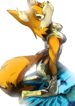 anthro breasts butt clothed clothing female fur gloves hair handwear latex latex_clothing latex_gloves latex_handwear latex_skinsuit looking_at_viewer orange_body orange_fur reflection simple_background skinsuit solo tail tail_tuft tight_clothing tuft codlam canid canine fox mammal digital_media_(artwork) hi_res