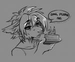 anthro cake dessert eyebrows eyelashes female fingers food solo f-r95 fryaz_(f-r95) unknown_species 2019 digital_media_(artwork) headshot_portrait hi_res monochrome portrait