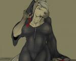 anthro big_breasts black_clothing breasts clothing female green_eyes solo square_academic_cap wide_hips zipper narse mary_(narse) equid equine horse mammal 5:4