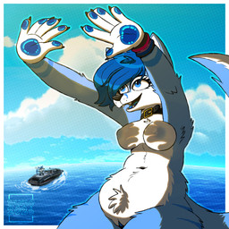 anthro areola belly big_breasts biped bisexual_pride_colors blue_areola blue_body blue_eyes blue_fur blue_hair blue_nipples blue_pawpads blue_tongue blue_vulva border breasts butt claws collar female female_anthro fluffy fluffy_tail fur genitals hair lgbt_pride male nipples nude open_mouth pawpads paws pride_colors shadow slightly_chubby smile solo tail text thick_thighs tongue trend vulva white_body white_border white_fur danna_nsfw270 shadow_hands_challenge danao_(danna_nsfw270) danna_(danna_nsfw270) canid canine canis fox hybrid mammal wolf 1:1 2026 absurd_res artist_name digital_media_(artwork) hi_res