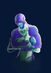 absurd_res alien arms_around_another arms_around_partner bald biceps black_background blue_body dragon_ball dragon_ball_super duo eyes_closed frieza_race frost_(dragon_ball) half-closed_eyes hand_on_chest hi_res hit_(dragon_ball) hug hugging_another hugging_from_behind humanoid male male/male muscular muscular_male narrowed_eyes nude purple_body red_eyes sailorfrix shaded simple_background standing standing_behind touching_arm touching_chest wrist_grab
