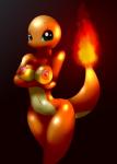 anthro anthrofied areola breasts charmander elpatrixf eyelashes female fire flaming_tail generation_1_pokemon green_eyes lizard looking_at_viewer navel nintendo nipples non-mammal_breasts nude orange_body orange_skin pokemon pokemon_(species) reptile scalie smile smirk solo tail