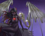 black_body black_fur breasts female fur machine nude solo tasteful wings dragonnetstorm canid canine fox mammal