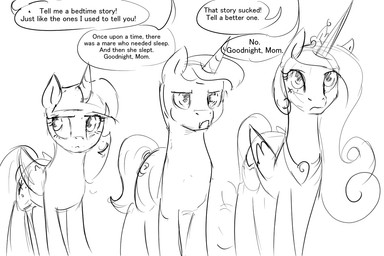 dialogue feathered_wings feathers female feral group horn male text wings silfoe friendship_is_magic hasbro my_little_pony mythology night_light_(mlp) princess_cadance_(mlp) twilight_sparkle_(mlp) equid equine mammal mythological_creature mythological_equine unicorn winged_unicorn 2015 3:2 english_text monochrome