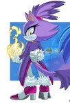 anthro bottomwear clothing elemental_manipulation eyelashes female fire fire_manipulation footwear forehead_gem fur gem gloves hand_behind_back handwear high_heels pants purple_body purple_fur shoes solo white_body yellow_eyes juda_osai sega sonic_the_hedgehog_(series) blaze_the_cat domestic_cat felid feline felis mammal absurd_res hi_res