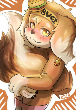 anthro burger fluffy food male shota solo tail young rice38 canid canine canis domestic_dog mammal invalid_tag hi_res