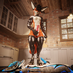 animal_genitalia animal_penis anthro anthro_on_anthro armwear balls biped black_body black_clothing black_fur blue_body blue_fur blue_penis bodily_fluids canine_genitalia canine_penis claws clothed clothing crush cum cum_dripping_from_penis cum_on_feet cum_on_penis cum_on_toe depth_of_field dominant duo erection feet flat_balls foot_crush foot_fetish foot_on_belly foot_on_chest foot_play fur genital_fluids genitals grey_body grey_fur hair hand_on_penis hindpaw inside knot latex latex_armwear latex_clothing latex_legwear latex_thigh_highs legwear male male/male multicolored_body nude open_mouth orange_body orange_fur orgasm paws penis reflection sex slim slim_anthro slim_male slim_sub smile standing standing_on_another submissive submissive_male tail thigh_highs trampling white_body white_fur dragonplayer blender_cycles dragonplayer_(character) octo_(octothekitsune) canid canine canis fox hybrid jex mammal rexouium 1:1 3d_(artwork) absurd_res blender_(artwork) digital_media_(artwork) hi_res