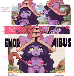 angry big_breasts big_butt big_ears big_eyes big_hat bikini bikini_bottom bikini_top breasts butt clothing cross-popping_vein dialogue female freckled_breasts freckled_butt freckled_face freckles green_eyes hair hat headgear headwear lips long_hair magic magic_user purple_body short_stack small_breasts solo staff swimwear text thick_thighs two-piece_swimsuit wide_hips amailemon league_of_legends riot_games tencent lulu_(lol) humanoid yordle comic english_text hi_res