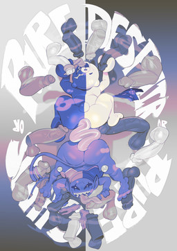 anthro ass_to_ass bird's-eye_view black_body clothing clown dildo double_dildo double_dildo_in_ass duo_focus feet fellatio fellatio_while_penetrated fool's_hat foot_fetish foot_play footjob footjob_while_penetrated fur genitals group group_sex handjob handjob_while_penetrating hat headgear headwear high-angle_view jester long_tongue male male/male multi_genitalia multi_penis multicolored_body multicolored_fur oral penetration penile penis sex sex_toy sharp_teeth short_stack tail tail_around_penis tail_fetish tail_play tail_sex tailjob tailjob_while_penetrated teeth text tongue tongue_out toothy_grin white_body submarine_screw danganronpa deltarune spike_chunsoft undertale_(series) jevil_(deltarune) monokuma bear darkner humanoid imp mammal absurd_res digital_media_(artwork) hi_res restricted_palette