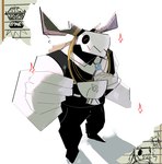 bone clothed clothing container cup male not_furry red_eyes simple_background skull skull_head solo standing tea_cup owenmackrill the_ancient_magus_bride elias_ainsworth digital_drawing_(artwork) digital_media_(artwork) hi_res