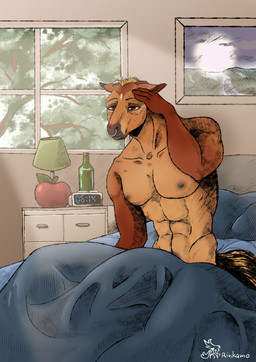 abs anthro bottle bulge container detailed_background detailed_bulge facial_piercing fur genital_outline hungover male muscular muscular_male nipples nose_piercing nose_ring nude penis_outline piercing ring_piercing septum_piercing septum_ring solo rinkamo equid equine horse mammal 2022 absurd_res digital_media_(artwork) hi_res paint_tool_sai_(artwork)