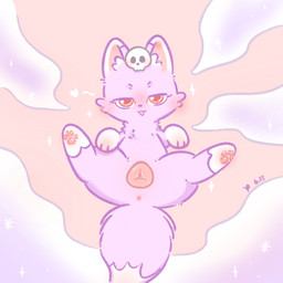 animal_genitalia animal_vulva anus blush blush_lines canine_genitalia canine_vulva chibi female feral fur genitals half-closed_eyes narrowed_eyes pawpads paws presenting presenting_vulva purple_body purple_fur red_eyes simple_background solo vulva x_anus young young_female young_feral xiaoyee_moon asian_mythology chinese_mythology east_asian_mythology fabulous_beasts fenz_(studio) mythology purple_fox_(fabulous_beasts) canid canine fox mammal 1:1 hi_res