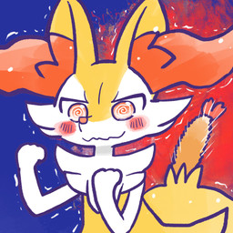 ambiguous_anthro ambiguous_gender anthro biped blush blush_stickers closed_smile fist food front_view looking_at_viewer mouth_closed object_in_tail shaking shrimp_(food) simple_background smile snout solo spiral spiral_eyes tail trembling wavy_mouth annyui0611 nintendo pokemon braixen canid generation_6_pokemon mammal pokemon_(species) 1:1 2025 digital_drawing_(artwork) digital_media_(artwork) half-length_portrait hi_res japanese_description portrait translated_description
