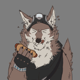 anthro black_clothing black_topwear brown_body brown_fur brown_nose clothed clothing cute_fangs ear_piercing eating eyes_closed fangs fingerless_gloves food fur gloves handwear happy hat headgear headwear hot_dog licking licking_lips male piercing simple_background smile solo tail teeth tongue tongue_out topwear mattinqq epic_games fortnite wendell_(fortnite) canid canine canis mammal wolf 1:1 absurd_res hi_res