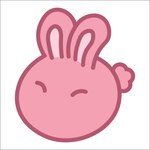 ambiguous_gender anthro eyes_closed fur logo pink_body pink_fur simple_background solo tail white_background umiyummy lagomorph leporid mammal rabbit 1:1 digital_drawing_(artwork) digital_media_(artwork) flat_colors