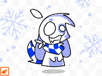 ambiguous_gender anthro belly big_grin black_and_white_and_blue blue_belly blue_body blue_ears blue_fur blue_hair blue_highlights blue_kerchief blue_markings blue_spots blue_tail checkered checkered_background checkered_kerchief checkered_tail chibi circular_shadow cowlick empty_eyes fangs featureless_hands floating_hair floppy_ears fur fur_markings hair highlights_(coloring) homage hovering kerchief legless long_ears lop_ears markings mismatched_eyes pattern_background retro shadow simple_background snowflake_background solo spots star_(marking) tail teeth white_body white_fur white_hair white_kerchief white_sclera white_tail the_menagerie flipnote_studio_(copyright) winter_(the_menagerie) canid canine canis domestic_dog mammal 2025 4:3 aliasing binary_drawing digital_drawing_(artwork) digital_media_(artwork) gimp_(artwork) halftone procreate_(artwork) nonbinary_(lore)