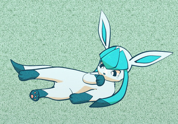 abstract_background ambiguous_gender black_eyes blue_body blue_face blue_feet blue_inner_ear blue_tail blue_tail_tip dipstick_hair dipstick_tail feet feral foot_lick fur green_background hindpaw licking lying markings multicolored_ears multicolored_tail on_side paws simple_background solo tail tail_markings tongue momensarada nintendo pokemon eeveelution generation_4_pokemon glaceon pokemon_(species) 2023 colored hi_res