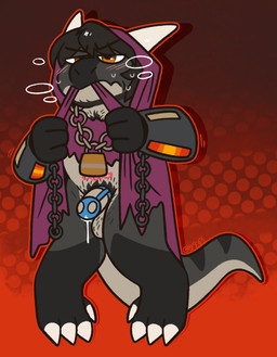 bodily_fluids chastity_cage chastity_device chibi claws crotch_tuft frustrated genital_fluids male precum tail tuft womb_tattoo crownedvictory ix_(nakasuji) 2025 digital_drawing_(artwork) digital_media_(artwork) hi_res tagme