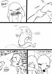 absurd_res alec8ter anthro black_and_white bodily_fluids canid canine clothed clothing comic conditional_dnp crying dialogue disney duo embrace english_text female fox grabbing hi_res hug judy_hopps lagomorph leporid long_ears male mammal monochrome nick_wilde rabbit red_fox sad size_difference tears text topless true_fox zootopia