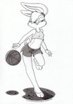 3_toes anthro barefoot basketball bottomwear clothed clothing crop_top dolphin_shorts feet female midriff paws plantigrade shirt shorts solo sport tank_top toes topwear tirashanks_(artist) looney_tunes space_jam warner_brothers lola_bunny hare lagomorph leporid mammal rabbit