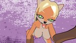 anthro areola blonde_hair breasts countershading eyebrows female gloves_(marking) green_eyes hair leg_markings long_hair looking_at_viewer markings nipples nude orange_body purple_background simple_background socks_(marking) solo tongue tongue_out white_body white_countershading flufdustbunny sandra_ren canid canine fox mammal 2016 3d_(artwork) digital_media_(artwork)