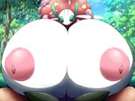 4:3 areola big_breasts breast_play breasts duo female first_person_view florges generation_6_pokemon grey_eyes half-closed_eyes huge_breasts humanoid hyper hyper_breasts looking_at_viewer male male/female male_pov narrowed_eyes nintendo nipples norio_(pheromosa_times) pink_areola pink_nipples pokemon pokemon_(species) red_flower_florges sex titfuck white_body
