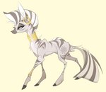 blue_eyes bracelet cutie_mark ear_piercing ear_ring female gold_(metal) hooves jewelry neck_ring piercing ring_piercing simple_background solo tan_background marbola friendship_is_magic hasbro my_little_pony zecora_(mlp) equid equine mammal zebra hi_res