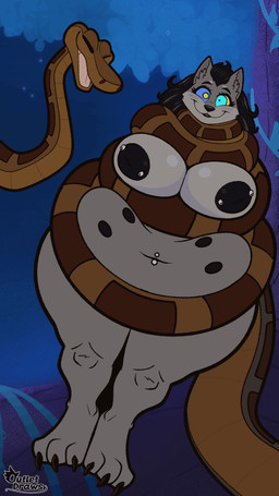 anthro barbell_piercing belly big_belly big_breasts black_hair black_nipples blush breasts brown_body brown_scales coiling duo female feral fur grey_body grey_fur hair hypnosis male male/female mind_control navel navel_piercing nipple_piercing nipples nude nude_anthro nude_female obese obese_anthro obese_female overweight overweight_anthro overweight_female piercing restrained ringed_eyes scales outletdraws blizzard_entertainment the_jungle_book warcraft fernier kaa_(jungle_book) canid mammal python reptile scalie snake werecanid werecreature worgen 2025 9:16 animated hi_res