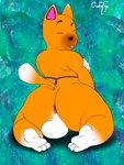 anthro apron balls big_butt brown_body butt clothing genitals looking_at_viewer male nude overweight slightly_chubby smile solo thick_thighs cake_top animal_crossing nintendo crazy_redd canid canine fox mammal 3:4 absurd_res digital_media_(artwork) hi_res