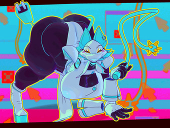 abstract_background all_fours anthro ass_up big_breasts big_butt black_body blue_clothing blue_nails blue_thong blue_tongue blue_underwear boots breasts butt cable cable_tail cleavage clothed clothing colored_nails disembodied_hand dress ear_piercing ear_ring electrical_plug eyeshadow female floating_hands footwear high_heeled_boots high_heels holding_object holding_whip huge_breasts huge_butt looking_at_viewer machine makeup nails naughty_face nipple_outline piercing platform_footwear platform_heels ring_piercing shoes skindentation slit_dress smile smiling_at_viewer smug solo thick_thighs thong tongue underwear whip white_clothing white_dress wide_hipped_anthro wide_hipped_female wide_hips yellow_eyes yellow_eyeshadow cryptiacurves cryptiacurves_(modeler) deltarune undertale_(series) tasque_manager darkner felid feline mammal robot 3d_(artwork) digital_media_(artwork) full-length_portrait hi_res portrait