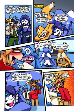 5_panel_comic anthro antlers ass_up back_pain balls black_nose blue_body blue_fur blue_hair blue_nipples blush blush_lines breasts butt butt_heart canon_couple clothed clothed_female clothed_male clothing covering covering_mouth dialogue dipstick_tail downward_dog electronics embarrassed female fur genitals group hair horn humanoid_genitalia humanoid_penis jack-o'_pose jewelry living_room male male/female markings mooning nipples nude nude_female nude_male orange_body orange_fur orange_hair penis pose pushing shocked smile speech_bubble stretching tail tail_markings tattoo teeth television text tongue vulva white_body white_fur yoga deerkid nintendo star_fox ariel_(deerkid) fox_mccloud krystal_(star_fox) marcus_mccloud canid canine canis deer fox mammal 2:3 absurd_res comic english_text hi_res father_(lore) father_and_child_(lore) father_and_son_(lore) mother_(lore) mother_and_child_(lore) mother_and_son_(lore) parent_(lore) parent_and_child_(lore) parent_and_son_(lore) son_(lore)