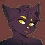 anthro black_body black_fur blonde_eyebrows eyebrows fur male solo yellow_eyes yellow_nose lisikazima niko_(sherb_art) felid feline mammal 1:1 absurd_res hi_res