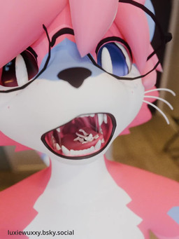 anthro blue_eyes bodily_fluids breath duo extreme_size_difference eyewear fur glasses heterochromia inside inside_mouth licking male mawplay micro mouth_open_swallowing mouth_play mouth_shot open_mouth oral_vore pink_body pink_fur red_eyes saliva saliva_string size_difference sound_effects standing swallowing teeth tongue uvula vore wet wet_body white_body white_fur luxiewuxxy boy_kisser_(meme) lux_(luxiewuxxy) domestic_cat felid feline felis hybrid mammal mayu_(azuki) 3:4 3d_(artwork) 3d_animation animated blender_(artwork) blender_cycles_(artwork) digital_media_(artwork) hi_res meme short_playtime sound video