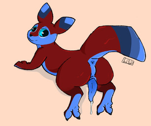 2_toes animal_genitalia anus bodily_fluids butt butt_focus dripping feet feral foot_focus genital_fluids genitals looking_back lying male multicolored_body on_front paws precum precum_drip slit_penis solo spread_butt spreading tail toes benadryl_buckshot rain_world videocult slugcat shaded