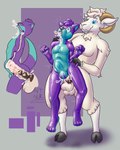 abdominal_bulge anal anal_penetration animal_genitalia animal_penis anthro big_dom_small_sub blue_body blue_countershading blue_eyes bodily_fluids countershade_torso countershading cum cum_from_mouth cum_in_ass cum_in_mouth cum_inside cum_overflow dominant duo equine_genitalia equine_penis fur genital_fluids genitals handle handles_on_back handles_on_hips lock_bulge male male/male null_bulge penetration penile penile_penetration penis penis_in_ass purple_body sex size_difference stand_and_carry_position standing standing_sex wavy_mouth white_body white_fur neatnick bovid caprine goat living_sex_doll mammal mustelid otter 4:5 absurd_res hi_res