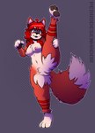 anthro areola breasts canid canine chest_tuft female fox fur genitals hair heart_eyes heart_symbol hi_res mammal nipples paws pedrodesenhador pepper_(thyunnamedfox) pink_nipples pubes pupils pussy red_body red_fur red_hair solo spread_legs spreading striped_body stripes thyunnamedfox tuft uncolored_eyes unusual_pupils white_body white_fur
