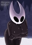 anthro big_breasts black_body black_eyes breasts crossed_arms dialogue empty_eyes featureless_breasts female hand_under_breast hot_spring nude partially_submerged solo standing_in_water text thick_thighs water wet white_body wide_hips zancu hollow_knight team_cherry hornet_(hollow_knight) arthropod insect absurd_res hi_res