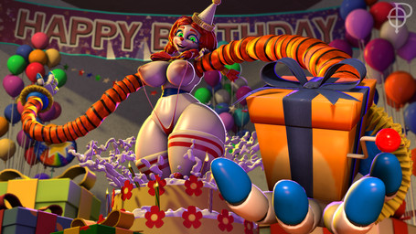 4_fingers areola balloon belly big_areola big_breasts birthday birthday_cake birthday_candle bow_tie breasts cake clothed clothing clown clown_nose curvy_figure dessert detailed_background female fingers food gift glistening glistening_belly glistening_body glistening_legs glistening_thighs green_eyes hair happy_birthday hat headgear headwear hourglass_figure huge_areola huge_breasts huge_hips huge_thighs inflatable long_arms long_socks looking_at_viewer machine nipple_slip nipples not_furry one-piece_swimsuit open_mouth open_smile party_hat pigtails red_hair robot_joints rosy_cheeks skimpy sling_bikini small_waist smile solo swimwear thick_thighs voluptuous voluptuous_female voluptuous_humanoid white_body wide_hipped_female wide_hipped_humanoid wide_hips ordinary_pictures mishuyuu_(modeler) five_nights_at_freddy's five_nights_at_freddy's:_secret_of_the_mimic scottgames jackie_(fnaf) animatronic humanoid robot robot_humanoid 16:9 2025 3d_(artwork) digital_media_(artwork) hi_res source_filmmaker_(artwork) watermark widescreen