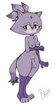 anthro balls blush bodily_fluids breasts circumcised clothing fur genitals gloves gynomorph handwear intersex legwear navel nipples penis purple_balls purple_body purple_fur purple_nipples purple_penis shy slim solo stockings sweat sweatdrop wide_hips alekoin sega sonic_the_hedgehog_(series) blaze_the_cat domestic_cat felid feline felis mammal hi_res