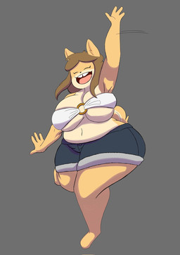 anthro big_breasts bikini bikini_top biped breasts brown_hair cleavage clothed clothed_anthro clothed_female clothing countershade_face countershade_torso countershading eyelashes eyes_closed female fur gesture grey_background hair huge_breasts muffin_top navel o-ring_bikini_top one_leg_up open_mouth open_smile overweight overweight_anthro overweight_female raised_leg simple_background smile solo swimwear tail tan_body tan_fur teeth tooth_gap topwear two-piece_swimsuit waving white_clothing white_topwear bearmmminister june_(jinu) canid canine canis domestic_dog mammal shiba_inu spitz 2024 digital_drawing_(artwork) digital_media_(artwork) english_description full-length_portrait hi_res portrait