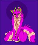 anthro female fluffy fluffy_tail fur green_eyes horn long_tongue looking_at_viewer open_mouth pink_body pink_fur shy solo sparklefur tail tongue tongue_out ostinlein canid fionbri mammal 2d_animation 5:6 animated frame_by_frame short_playtime