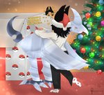 ambiguous_gender duo female heart_symbol holidays text mistpirit christmas nintendo pokemon amelia_(mistpirit) animal_humanoid canid canine generation_2_pokemon humanoid mammal pokemon_(species) skarmory 2020 absurd_res english_text hi_res